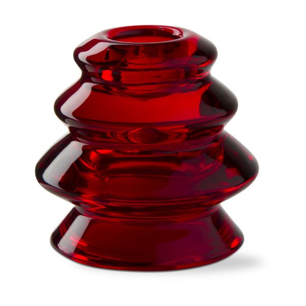 Red Tree-Shaped Glass Taper Holder