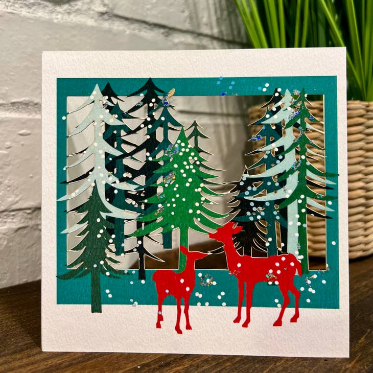 Deer in the Winter Forest Card