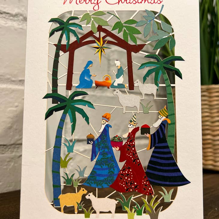 Nativity Scene Featuring Three Wise Men Card