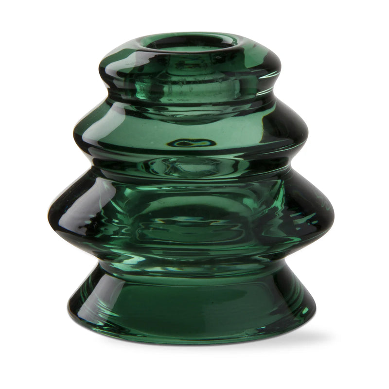 Green Tree-Shaped Glass Taper Holder