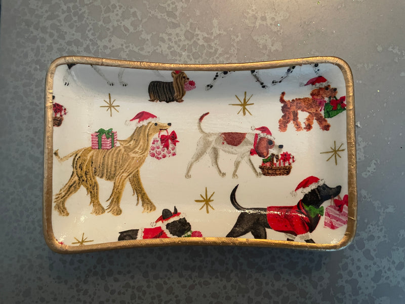 Christmas Dogs Jewelry Tray