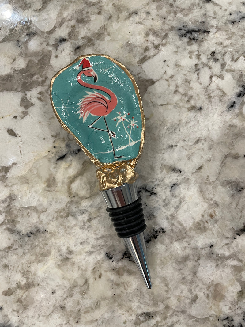 Flamingo Oyster Shell Wine Stopper