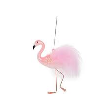 Feathered Flamingo Glass Ornament