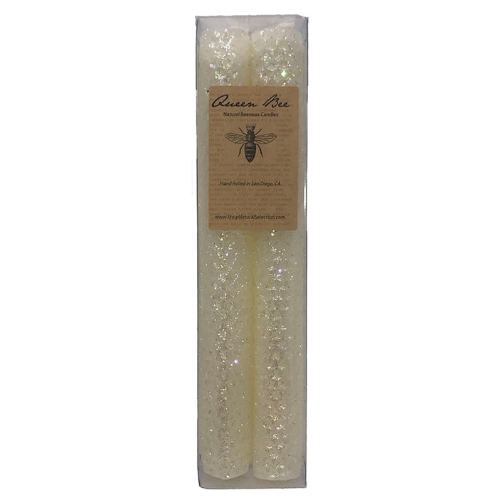 Beeswax Glitter Taper Candle Pair - Ivory