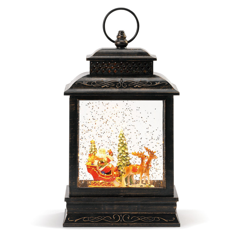 Lighted Musical Sledding Santa Lantern