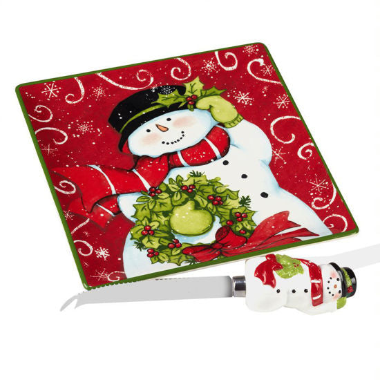 Snowman Cheese Plate & Knife Set