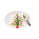 Christmas Tree Hostess Set, Set of 3 - Plate, Spreader, & Cup