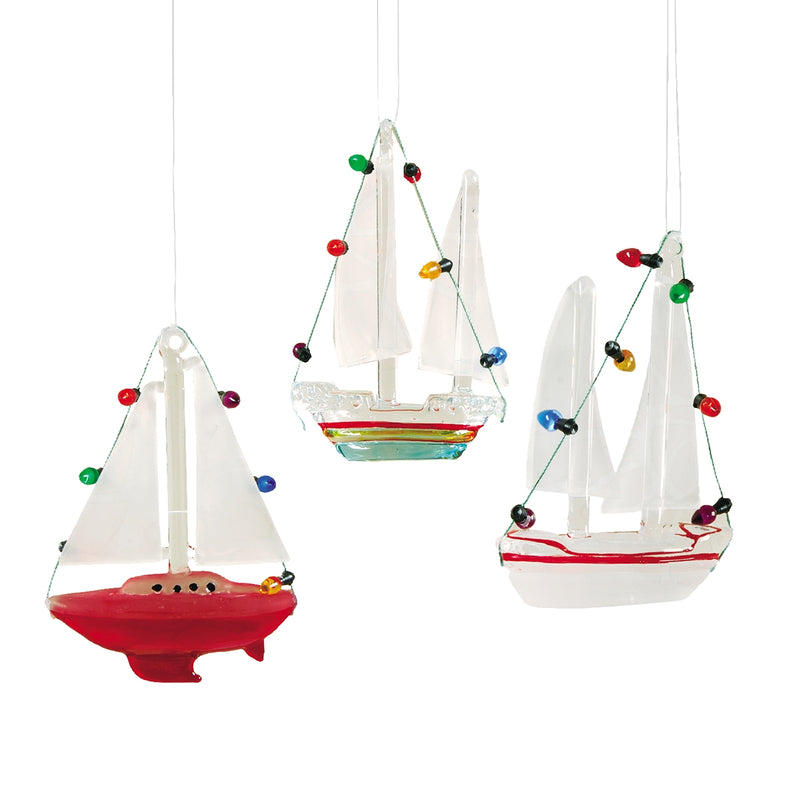 Sailboat Glass Ornament, Assorted Styles