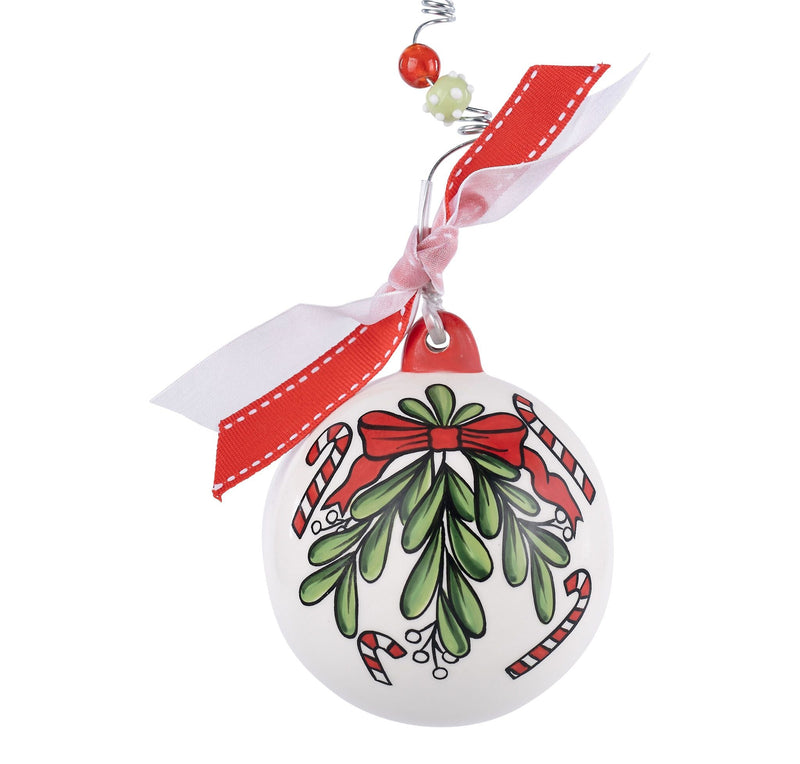 "Candy Cane Wishes & Mistletoe Kisses" Ceramic Ornament