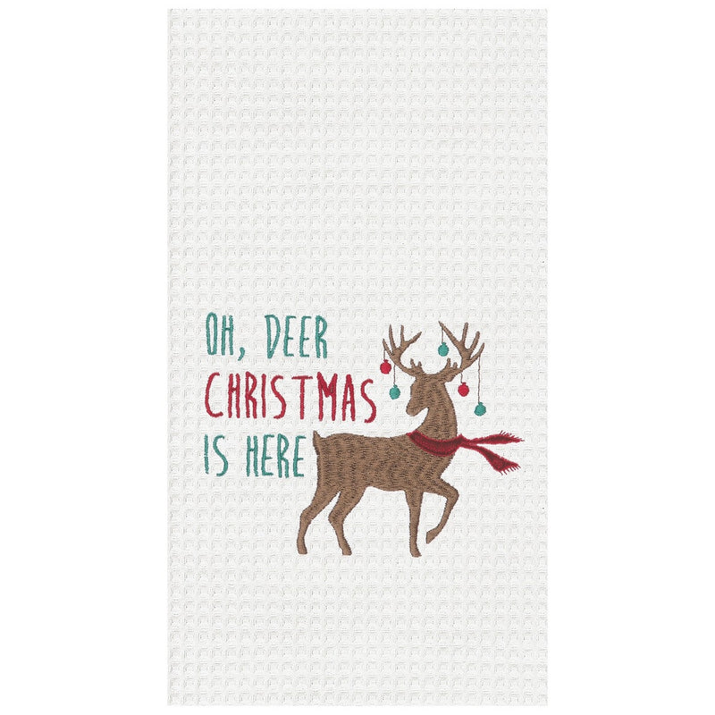 "Oh Deer, Christmas is Here"  Reindeer Towel