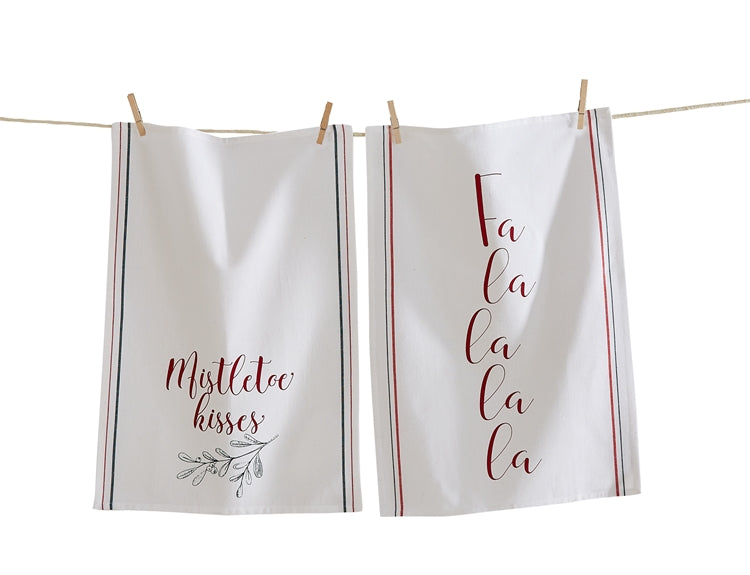 "Mistletoe Kisses" & "Fa la la la la" Towel Set, Set of 2