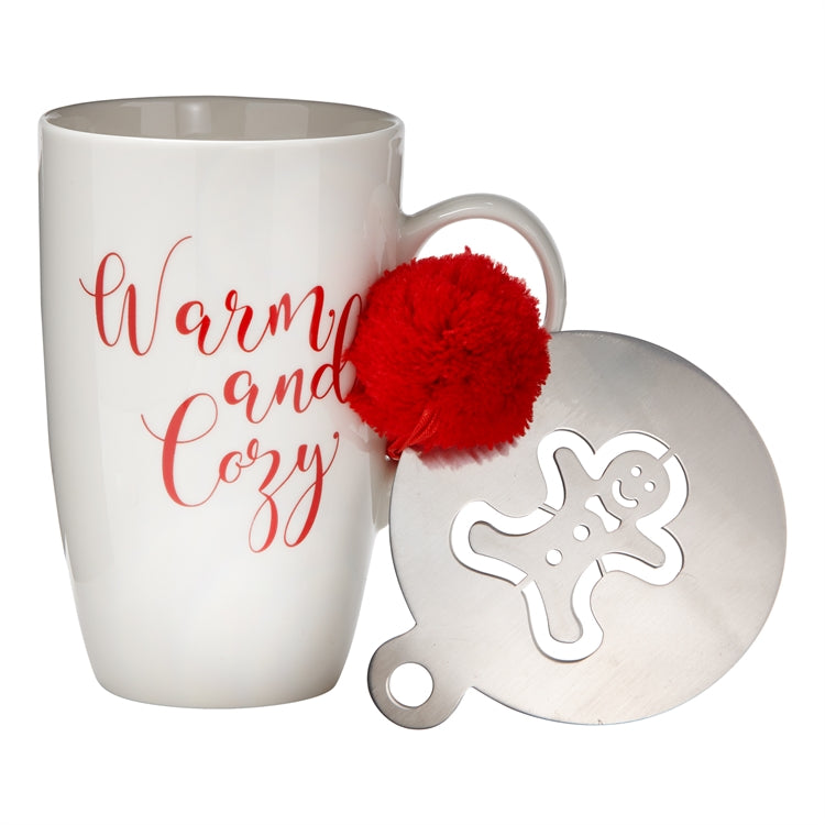 "Warm and Cozy" Mug & Stencil Set