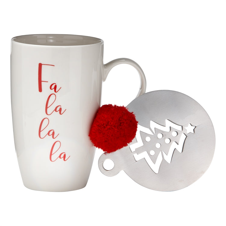 "Fa la la la " Mug & Stencil Set