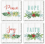 Christmas Sentiments Coaster Set, Set of 4