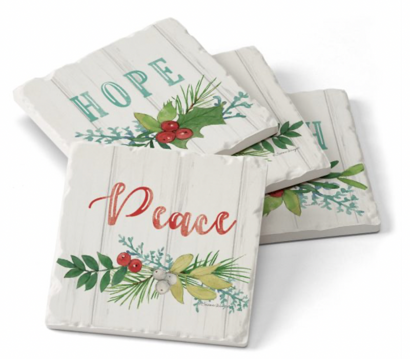 Christmas Sentiments Coaster Set, Set of 4