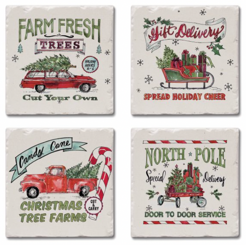 "Home for the Holidays" Coaster Set, Set of 4