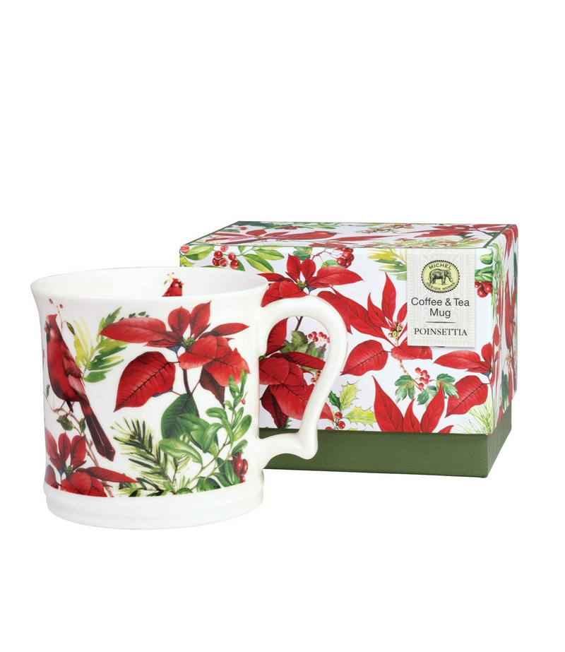 Poinsettia with Cardinal Mug