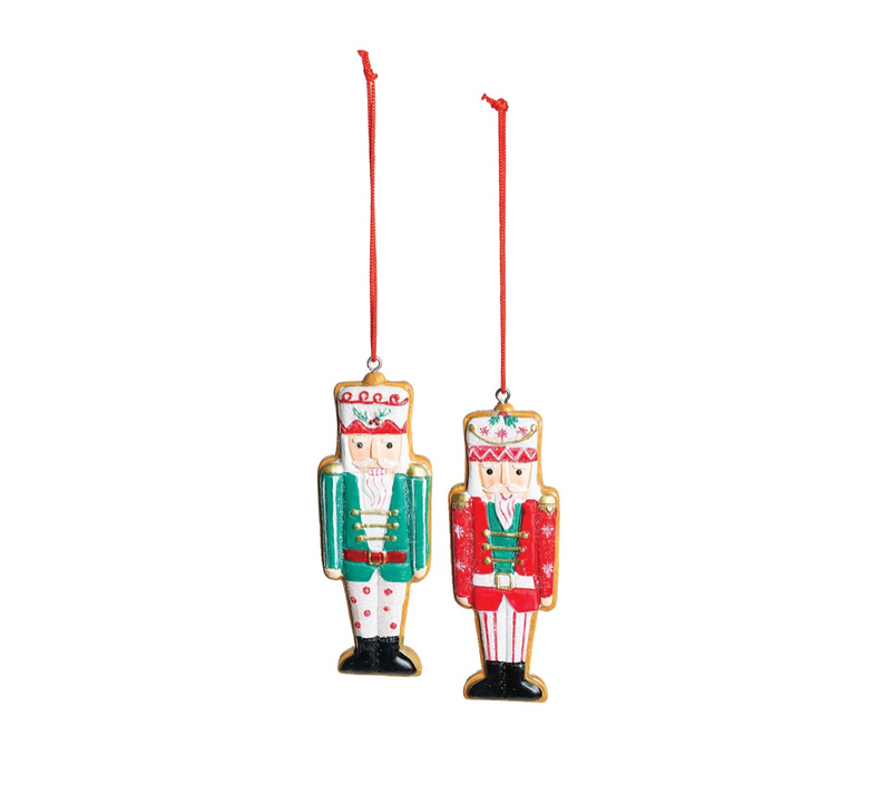 Gingerbread Nutcracker Ornament Set, Set of 2