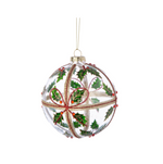 Holly & Berries Glass Ball Ornament