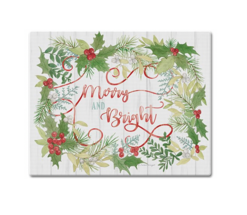 "Merry & Bright" Glass Cutting Board