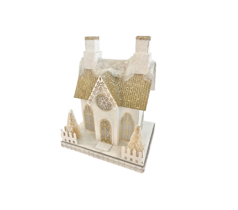 Vintage Style Putz Cottage, Lighted