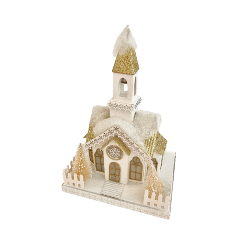 Vintage Style Putz Church, Lighted