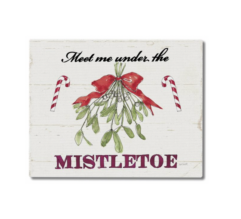 "Meet me Under the Mistletoe" Glass Cutting Board