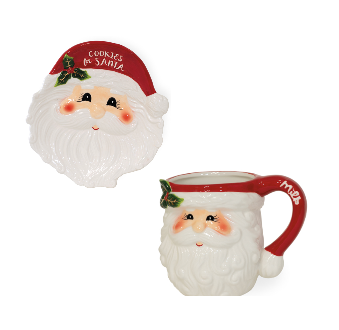 Santa cookie plate and mug best sale
