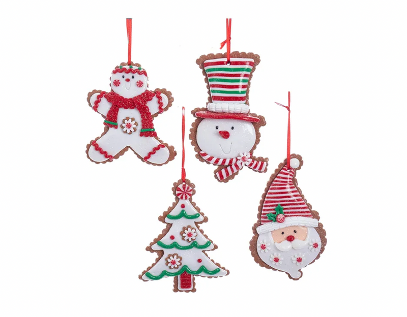 Gingerbread Christmas Cookie Ornament Set, Set of 4