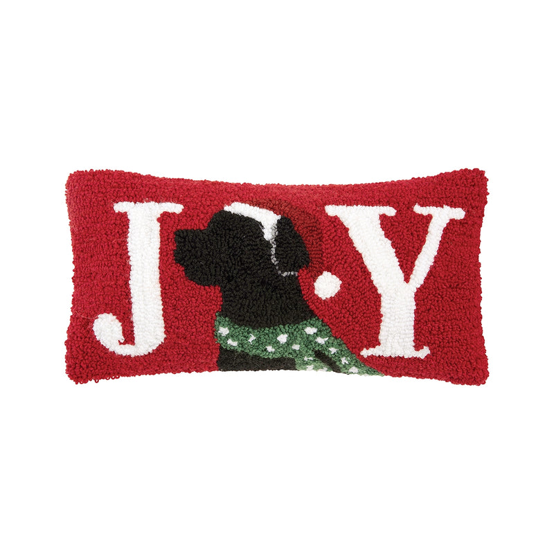 "Joy" Hooked Dog Pillow